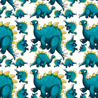 Fantezi dinozorlar çizgi film çizimi ile kusursuz desen