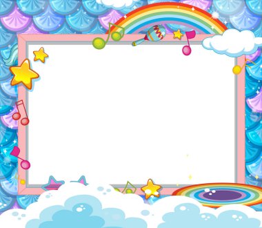 Deniz kızı ölçeklerinde boş pankart resimleme