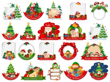 Beyaz arkaplan resimlerinde izole edilmiş boş Noel kartı şablonu