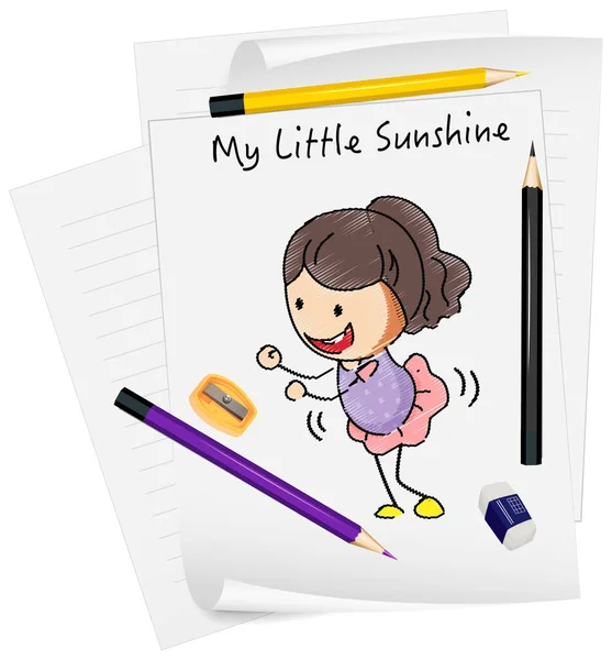 Σκίτσο Μικρά Παιδιά Χαρακτήρα Κινουμένων Σχεδίων Χαρτί Απομονωμένη Εικόνα — Διανυσματικό Αρχείο