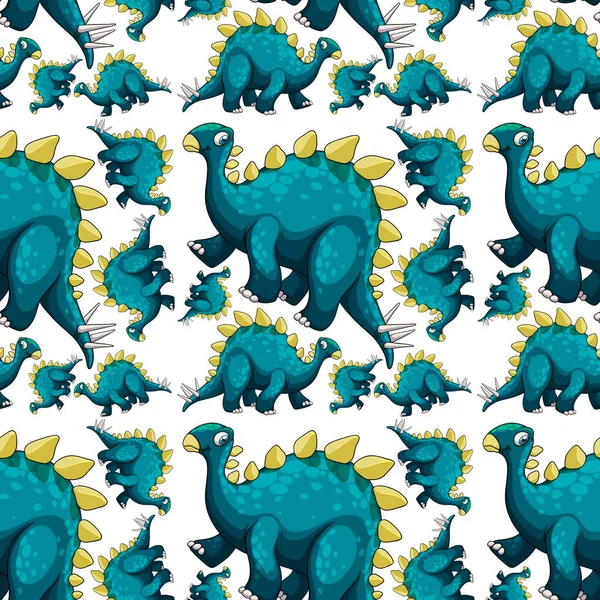 Modèle Sans Couture Avec Illustration Dessin Animé Fantaisie Dinosaures — Image vectorielle