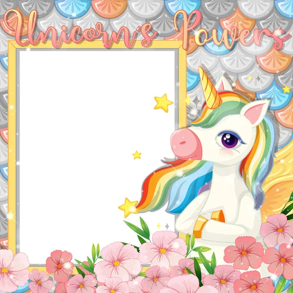 Blank Banner Beautiful Pegasus Cartoon Character Illustration — Stock Vector