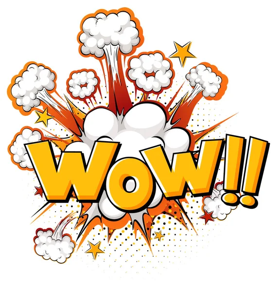 Wow Word Bomb Explosion Isolated Illustration — Stock Vector