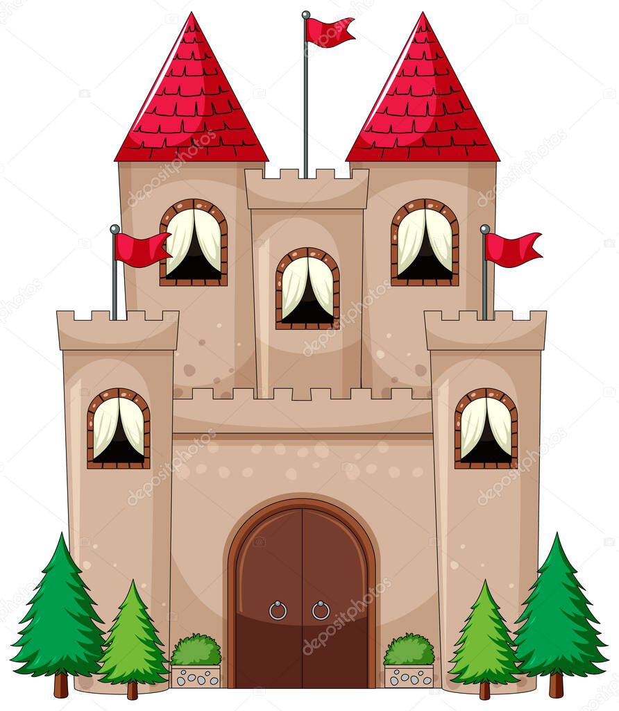 Simple cartoon style of castle isolated on white background illustration