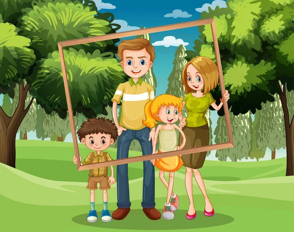 Šťastná Rodinná Fotografie Ilustraci Dovolené — Stockový vektor
