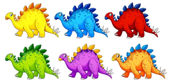 Bir Stegosaurus Dinozor Çizgi Film Karakteri Çizimi — Stok Vektör