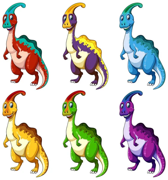 Set Dibujos Animados Dinosaurios Parasaurus Ilustración Personajes — Archivo Imágenes Vectoriales