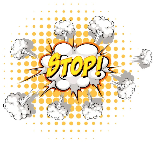 Komiczna Bańka Mowy Ilustracją Tekstu Stop — Wektor stockowy