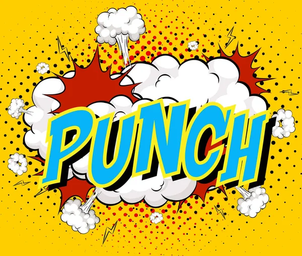 Word Punch Ілюстрації Тла Вибуху Хмари Коміксів — стоковий вектор