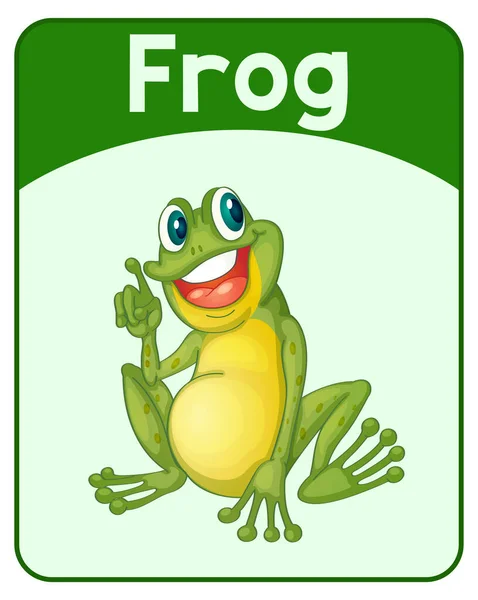 Εκπαιδευτική Αγγλική Λέξη Κάρτα Της Εικονογράφησης Βάτραχος — Διανυσματικό Αρχείο