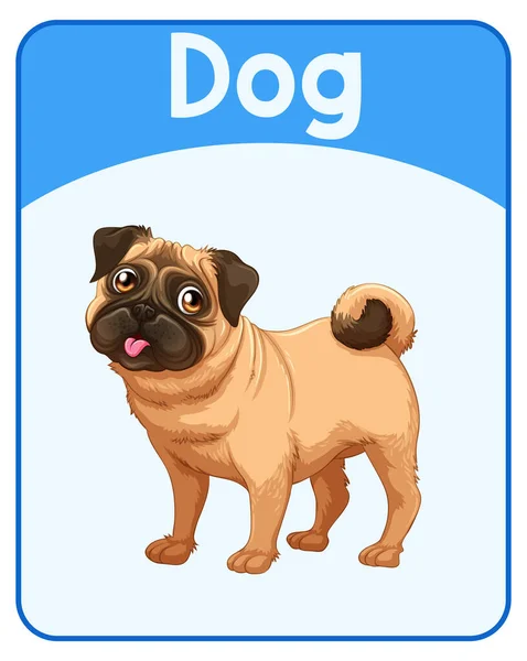 Educational English Word Card Dog Illustration — Stock Vector