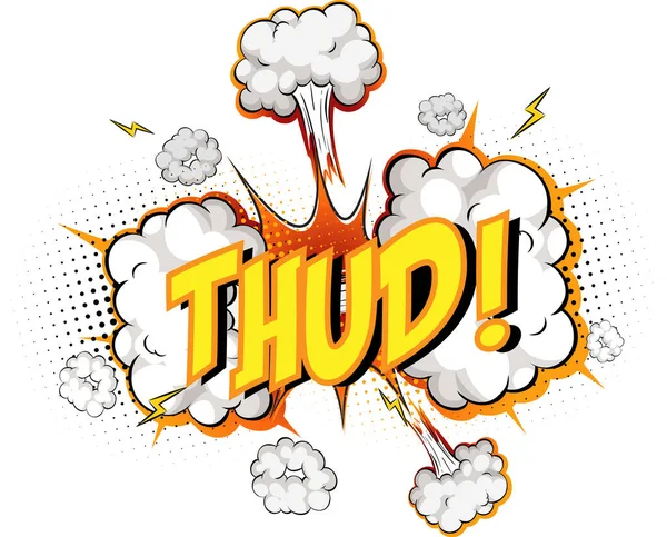 Mot Thud Sur Bande Dessinée Explosion Nuage Fond Illustration — Image vectorielle