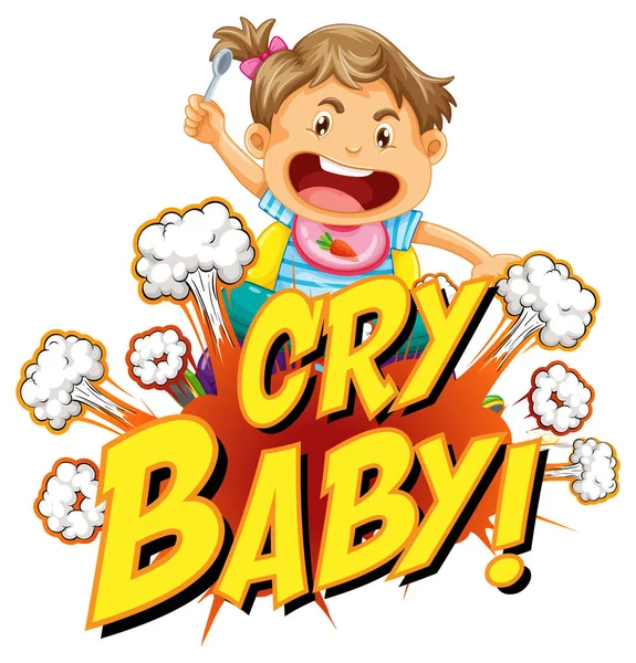 Comic Speech Bubble Cry Baby Text Illustration — Stock Vector