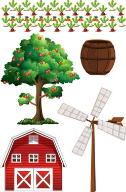 Çiftlik ögesi beyaz arkaplan illüstrasyonunda izole edildi