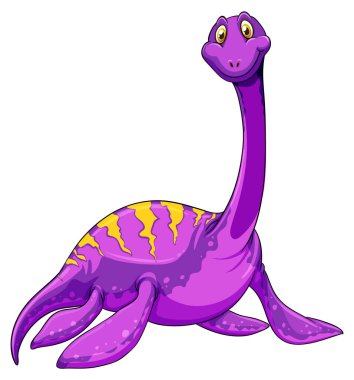 Bir pliosaurus dinozor çizgi film karakteri çizimi