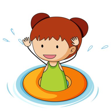 Lastik yüzüklü karikatür karakteri çizilmiş bir kız.