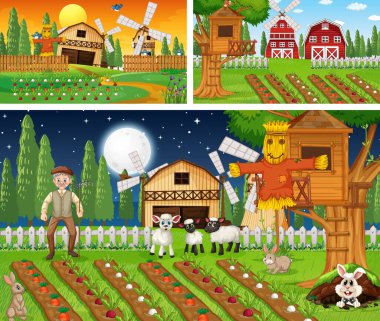 Farklı zamanlarda gösterilen tarım sahneleri