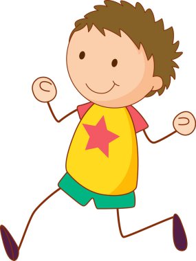 Sevimli çocuk çizgi film karakteri karalama stili izole edilmiş.