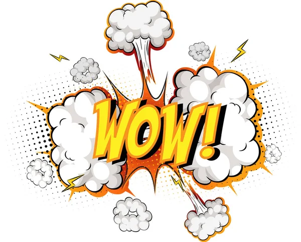 Word Wow Auf Comic Wolke Explosion Hintergrund Illustration — Stockvektor