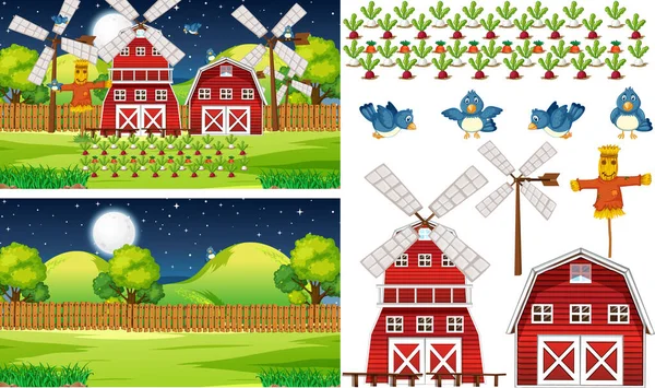 Farma Prvek Set Izolované Farmářskou Vůní Ilustrace — Stockový vektor