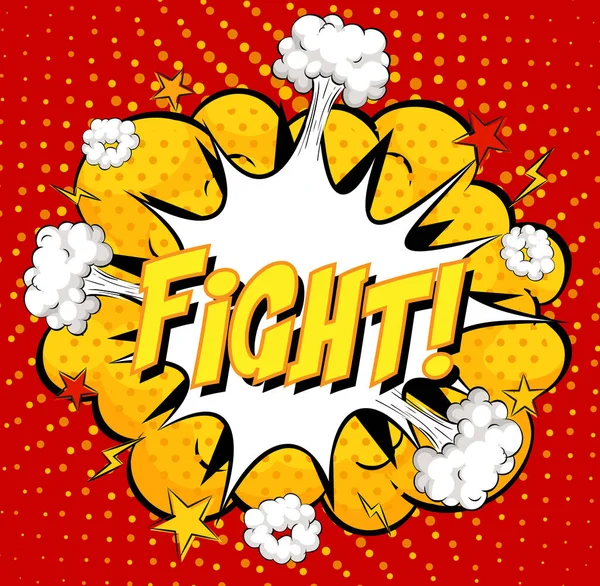 Fight Text Komiksu Exploze Mraku Červeném Pozadí Ilustrace — Stockový vektor
