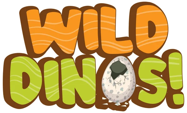 Wild Dinos Font Banner Білому Тлі Ілюстрація — стоковий вектор