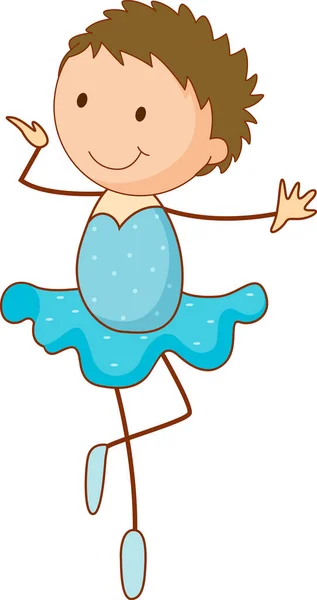 Een Doodle Ballet Danser Cartoon Karakter Geïsoleerde Illustratie — Stockvector