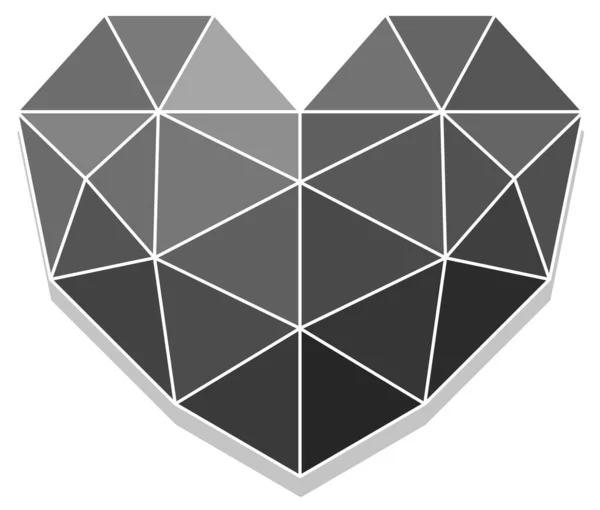 Corazón Geométrico Gris Ilustración Aislada — Vector de stock