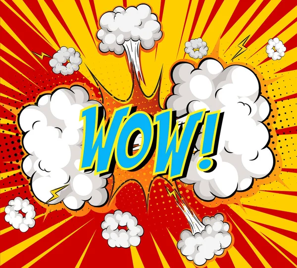 Word Wow Auf Comic Wolke Explosion Hintergrund Illustration — Stockvektor