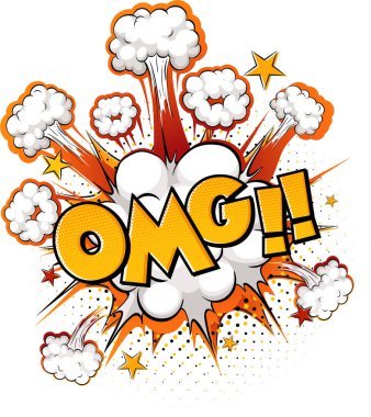 Omg metin illüstrasyonlu komik konuşma balonu