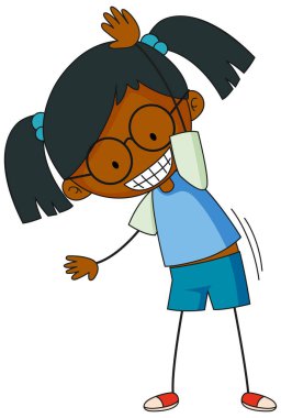 Karalama tarzında bir kız çizgi film karakteri izole edilmiş.