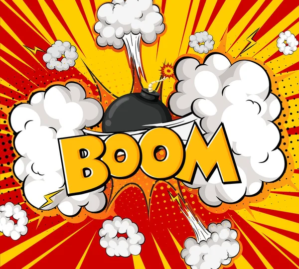 Boom Wording Comic Speech Bubble Burst Illustration — Stock Vector