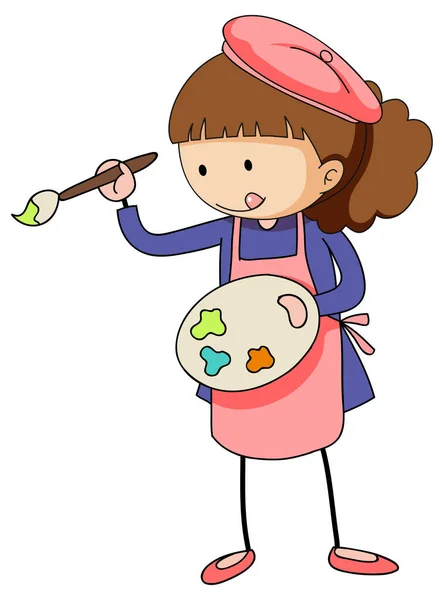 Little Artist Holding Colour Palette Cartoon Character Isolated Illustration — Stock Vector