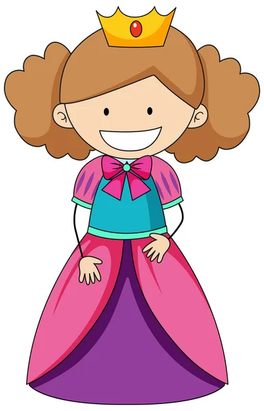 Simple Personnage Dessin Animé Une Petite Princesse Illustration Isolée — Image vectorielle