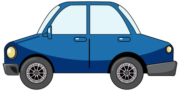 白い背景イラストに隔離された漫画スタイルでブルーセダン車 — ストックベクタ
