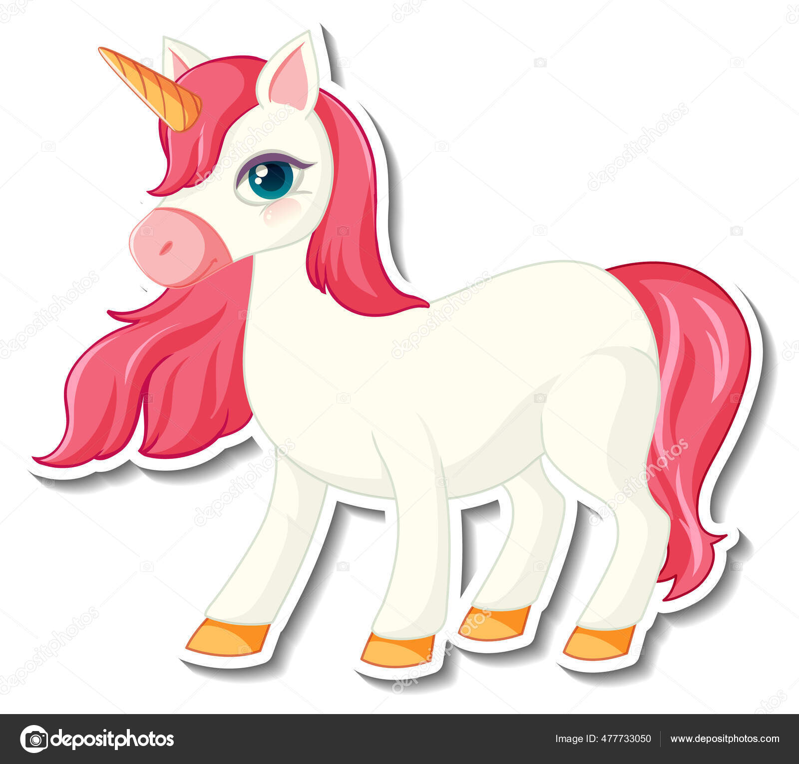 Pegatinas Unicornio Lindo Con Una Ilustración Carácter Dibujos Animados  Unicornio vector, gráfico vectorial © interactimages imagen #477733050