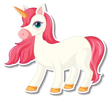 Üzerinde pembe tek boynuzlu at resmi olan şirin tek boynuzlu at etiketleri.