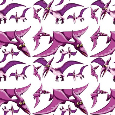 Fantezi dinozorlar çizgi film çizimi ile kusursuz desen