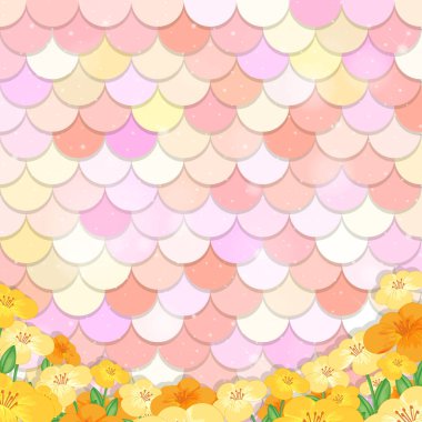 Pastel deniz kızı deseni ve birçok çiçek deseni