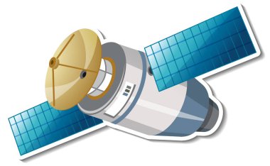 Uydu ile karikatür biçimi izole edilmiş etiket şablonu