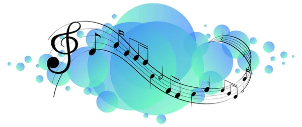 Symboles Mélodie Musicale Sur Illustration Tache Bleu Ciel — Image vectorielle