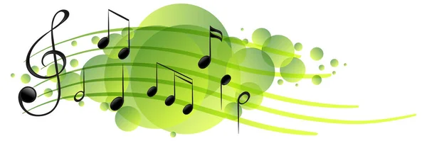 Symboles Mélodie Musicale Sur Illustration Tache Verte — Image vectorielle