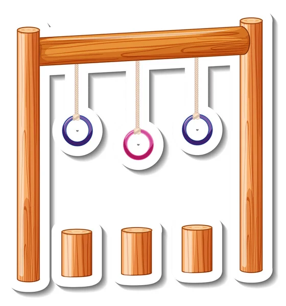 Aufkleberschablone Mit Stilringen Für Isolierte Illustration Von Spielplätzen — Stockvektor