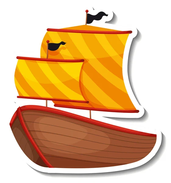 Plantilla Etiqueta Engomada Con Ilustración Aislada Barco Pirata — Archivo Imágenes Vectoriales