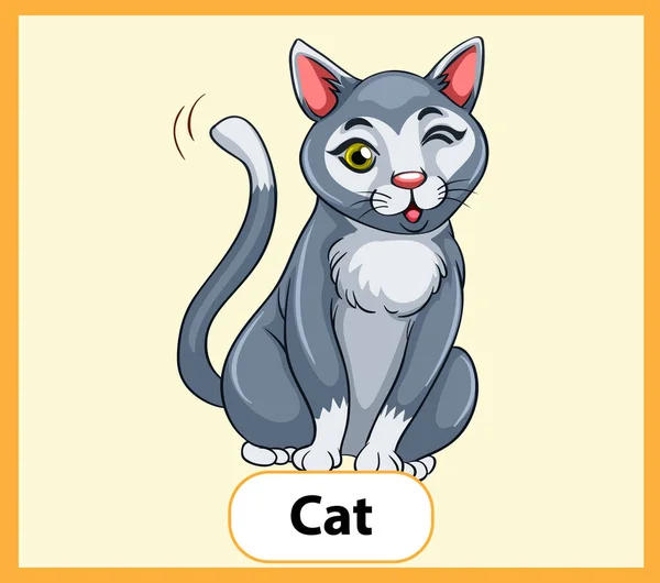 Educatieve Engelse Woordkaart Van Cat Illustratie — Stockvector