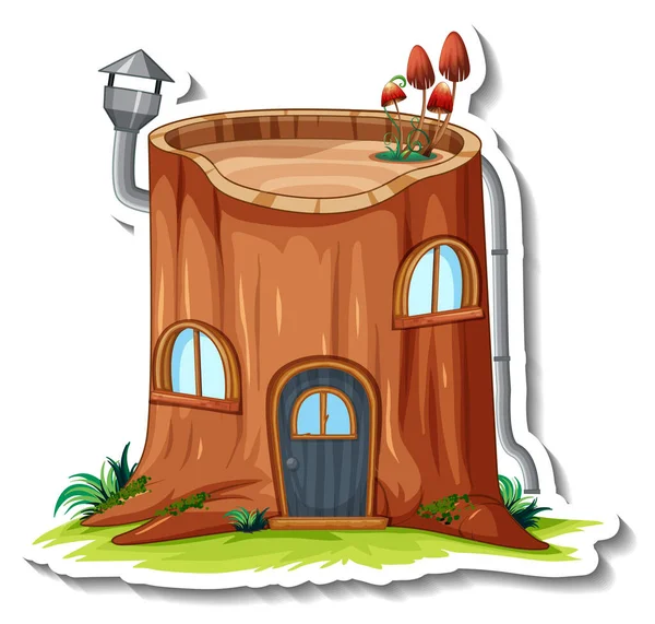 Modelo Adesivo Com Fantasia Log House Ilustração Isolada — Vetor de Stock