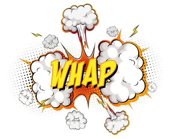 白色背景图上孤立的关于漫画云雾爆炸的Whap文本 — 图库矢量图片