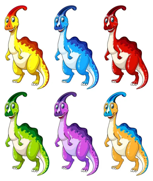 Juego Dibujos Animados Dinosaurios Parasaurus Ilustración Personajes — Archivo Imágenes Vectoriales