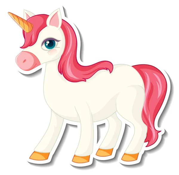 Pegatinas Unicornio Lindo Con Una Ilustración Carácter Dibujos Animados Unicornio — Vector de stock