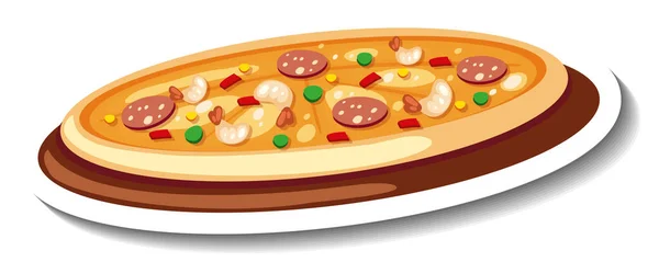 Šablona Samolepky Izolovanou Ilustrací Pizza — Stockový vektor